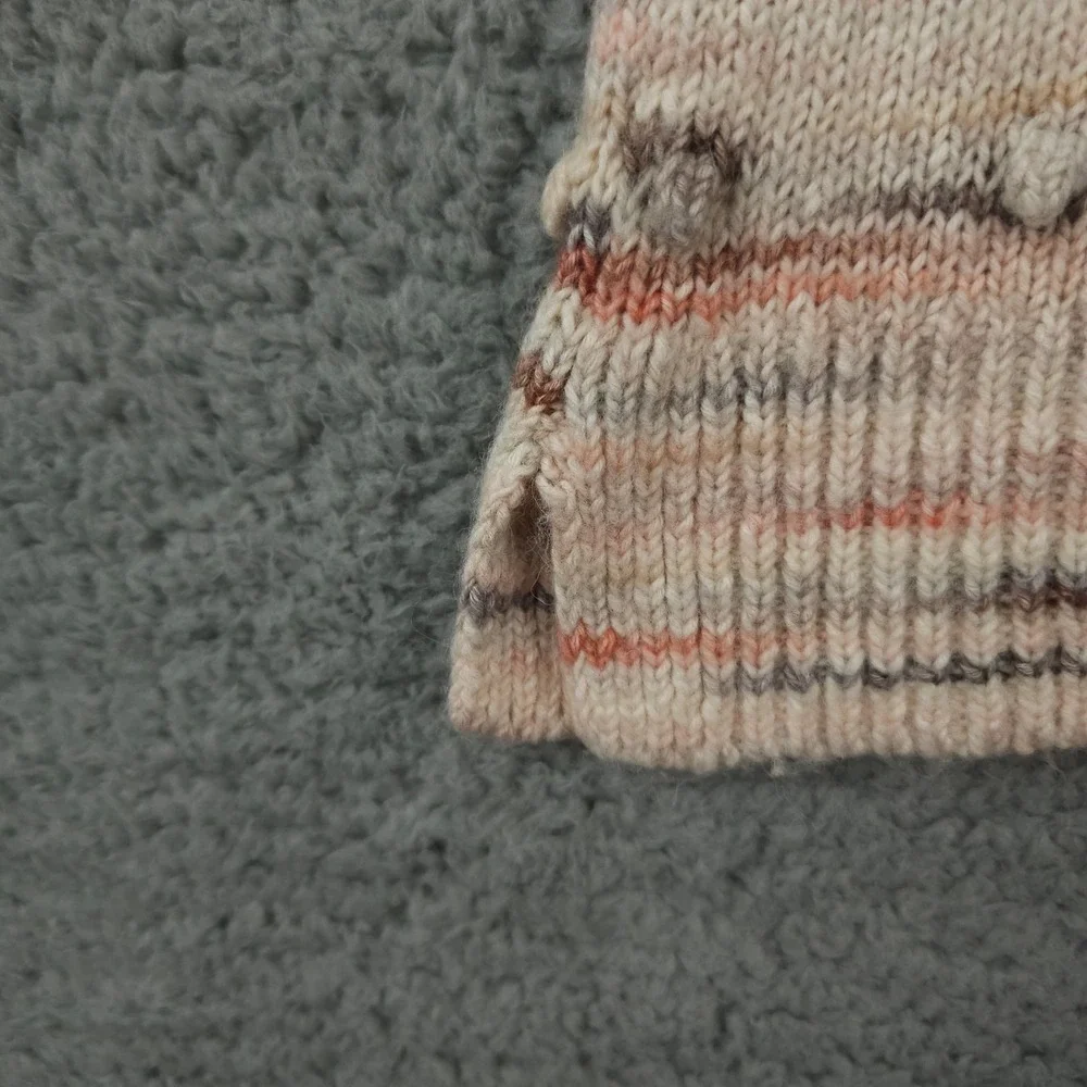 Ann Taylor LOFT Sweater‎ Womens Small Beige Bobble Striped Mock Neck Wool Blend